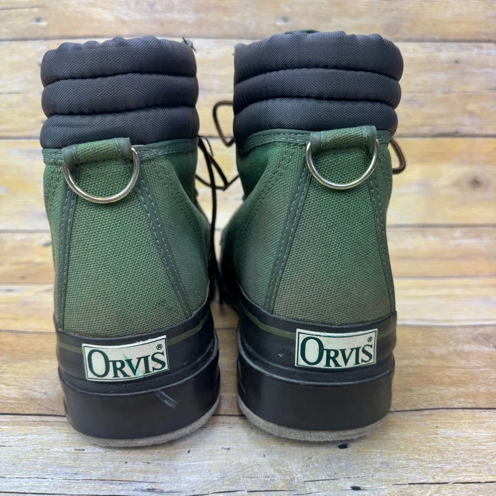 Orvis Wading‎ Boots Mens 9 Green Canvas Felt Sole Fly Fishing Gear Gravel